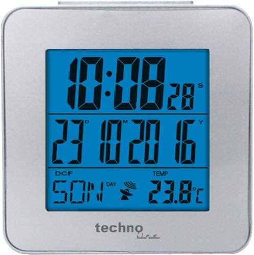 Technoline Funkwecker WT 268 Silber Datum Timer Temperatur Alarm Beleuchtet