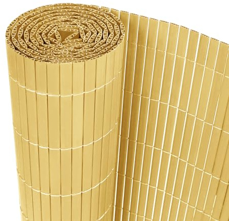 UISEBRT Sichtschutzmatte PVC Sichtschutzzaun Windschutz Sonnenschutz für Balkon, Garten und Terrasse, 160x500cm, Bambus
