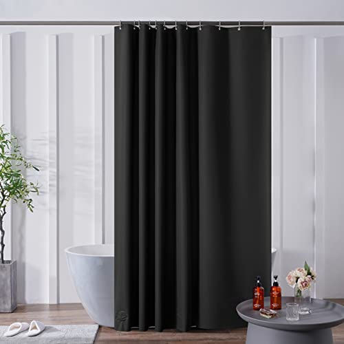 Furlinic Duschvorhang für Badewanne und Dusche in Badezimmer Wasserdicht Badvorhang Anti-schimmel aus Eva Schwarz mit 12 Ringe 180x210 Saum mit Steinen.