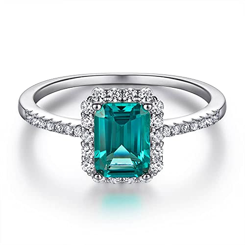 Funkelnder Damenring in 925 Sterling Silber mit Rubin und Smaragd Edelstein für Damen und Frauen I Ring Zirkonia Stein mit Profischliff Schmuck in Juweliersqualität (Green Emerald, 52)