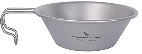 iBasingo Titan Sierra Becher 300ml / 450ml Schüssel mit Hängendem Griff Outdoor Camping Wandern Tragbare Becherpfanne Leichtes Geschirr