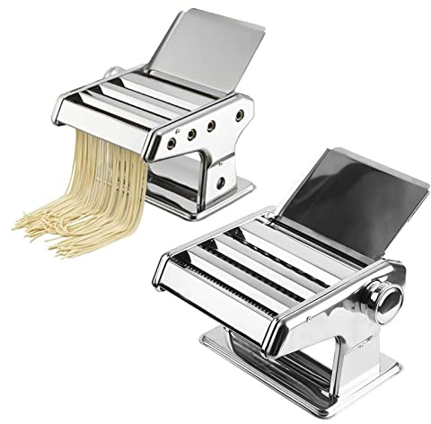 Ejoyous Manuelle Nudelmaschine, Nudelhersteller Nudelpresse 6 Einstellbare Nudelwalzeinstellungen Pastamaschine Pasta Maker für Spaghetti Nudeln Lasagne 2-4,5mm