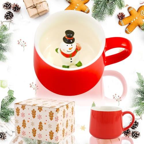 3D Weihnachtstasse,Christmas Mug,Weihnachtsschneemann Tassen,Weihnachtsbecher Becher Kaffee Espresso Teetasse,Weihnachten Geschenke Weihnachtsgeschirr für Kinder Mädchen Frau Grandma Tant