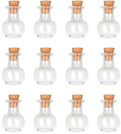 Magic Season Petites Bouteille en Verre Décoratives, 12 Pièces (Petites Bouteilles de Potion à Fond Plat)