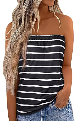 Delle Donne di Estate Sexy Del Tubo Top Off Spalla Senza Maniche Magliette E Camicette Senza Spalline A Fascia Boob Camicetta Della Camicia Della Spiaggia Della Maglia A Fascia Top Tubo Della(XL-Nero)