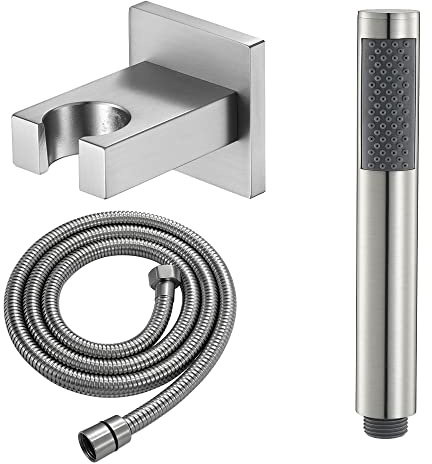 Boyuan Soffione Doccia Nichel Spazzolato Doccino per Doccia a Parete Soffione per Doccia Ottone Doccia Soffione con Acciaio Inossidabile Tubo, Ottone Base