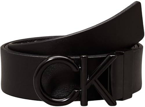 Calvin Klein Uomo Cintura Metal Bombe Mono Reversibile, Nero (Ck Black Smooth/Classic Mono), 115 cm