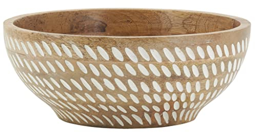 AUBRY GASPARD - Corbeille Manguier Sculpté Blanchi - Ø 30 cm x H 12 cm - Idéale Ingrédients Secs ou Fruits - Artisanale Finitions Authentiques - Cuisine et Arts de la Table