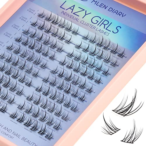 Mlen Diary Wimpern Extensions,120pcs 9-12 mm C Curl Einzelne Wimpern,DIY Wimpernverlängerung Cluster,Individua Cluster Lashes,Natürlicher Look Fake Lashes