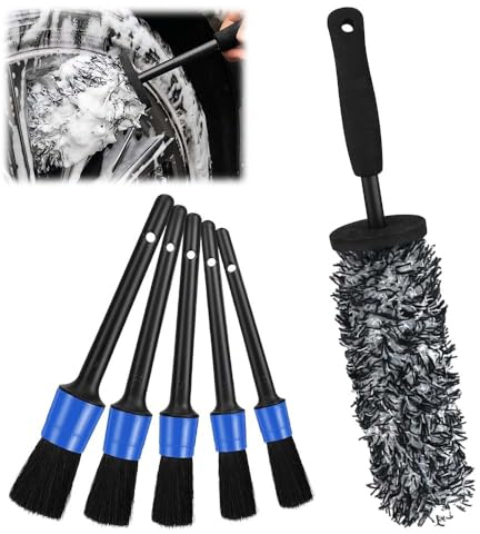 Udbrud Brosse Jante Voiture, Brosse de Nettoyage en Microfibre avec Pinceau détaillé Pas de Rayures Un Nettoyage Complet Nettoyant Jantes Voiture pour Jantes en Aluminium, Brosse a Jante Microfibre