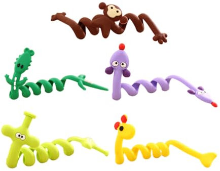 jojofuny 5pcs Animal Shaped Silicone Cable Organizer Set for Earphone and Headset Cord Management, Mini Cartoon Style Cable Ties for Phone Charging and Desktop Use Random Style