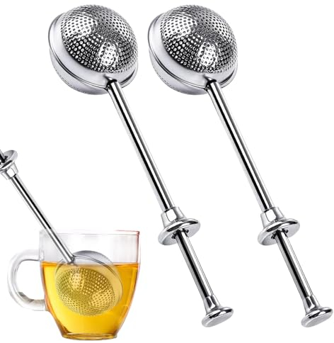 Set de 2 Infusores de Té, Colador te, infusionador,Infusor de Té Bola en Acero Inoxidable con Mango Largo, Colador y Filtro para Té