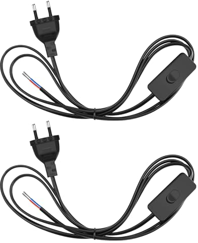 VIEVRE 2 Stücke Kabel mit Schalter und Stecker 1,8m - Lampenkabel 2 x 0,75 mm² - Anschlusskabel