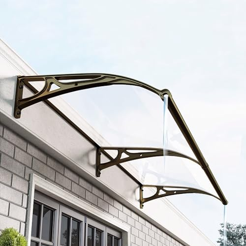 ABWGLRN Gebogenes Türvordach, Fenstermarkise, Türvordach, Veranda-Markisenschutz, Dachvordächer, Fenster-Regenschutz, Polycarbonat-Abdeckung, für Gartenterrasse im Freien, transparent (120 x 190 cm)