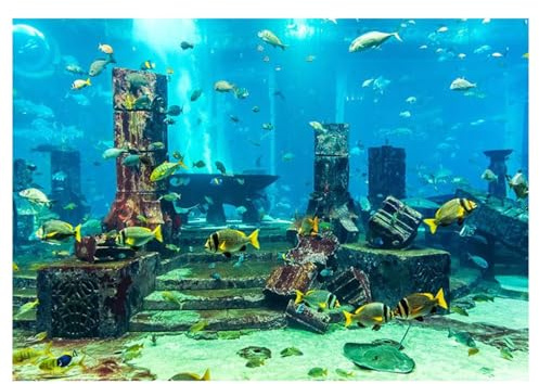 PVC Coral Aquarium Background, Underwater Fish Tank Decorative Backdrop, Adhesive Aquarium Wall Sticker, Thick PVC Ground Cover (61x41cm)