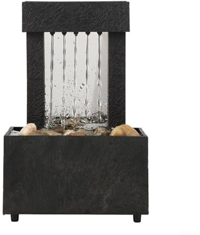 Wasserfallbrunnen Tischbrunnen Desktop, USB-betriebener Wasserbrunnen kreative fließende Wasserornamente Desktop-Dekor für den Innenbereich Zuhause Tischdekoration