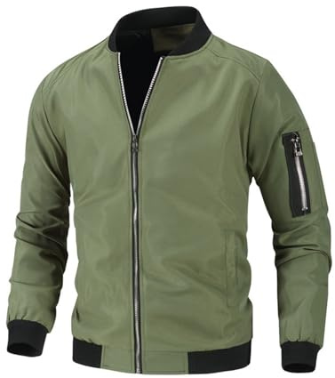 MJGkhiy Giacca Da Uomo Casual Sportivo Giacche Da Lavoro Antipioggia Giubbotto Leggera Antivento Giubbino Autunno Taglie Forti Trekking Jacket Con Zip Bomber Giacca a Vento Militare Softshell