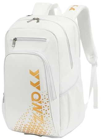 LOVIVER Badminton-Rucksack, Tennisschlägertasche, Badminton-Tasche, tragbarer Tennis-Rucksack für Badmintonschläger, Reisebälle, Zubehör, Weißes Gold