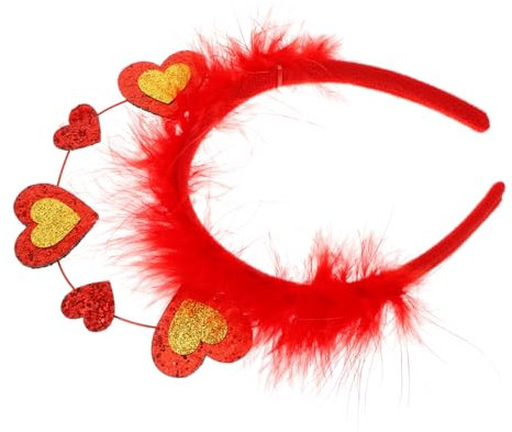 OKUMEYR Valentinstag Haarband Mit Herz Design Rotes Feder Stirnband Für Party Festival Cosplay Flexibles Haarschmuck Accessoire Für Besondere Anlässe