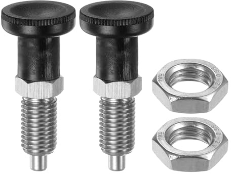 QUARKZMAN Lot 2 poussoirs ressort bille, filetage M12 x 1,5, diamètre broche 0,6 mm acier inoxydable bouton retour piston d'indexage rétractable non verrouillable pour équipement industriel