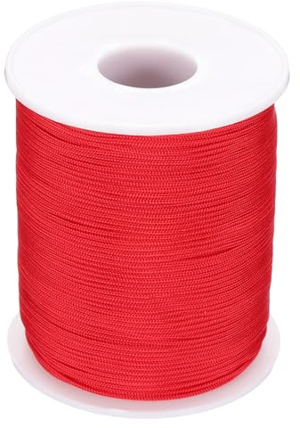 PATIKIL 100m Lange Geflochtene Nylonschnur 1mm Durchmesser Rot | Schmuck Schnur Reißfest Bastelschnur für Armbänder Halsketten Kordelzug Windspiel Traumfänger Quasten Anhänger Knoten Basteln