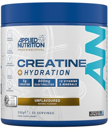 Applied Nutrition Creatin Monohydrat + Pulver zur Rehydrierung | Kreatin Monohydrat mit Elektrolyten & Vitaminen – 330g