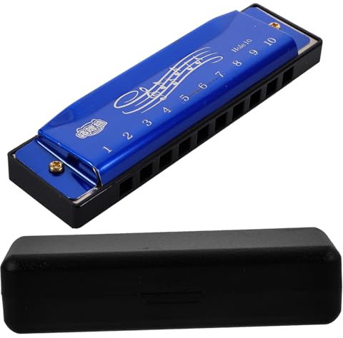 ERINGOGO 10löcher Mundharmonika Junge Mädchen Anfänger Musikinstrument Tragbar Leichtgewichtig Pädagogisch Töne Einfach Spielbar Blau
