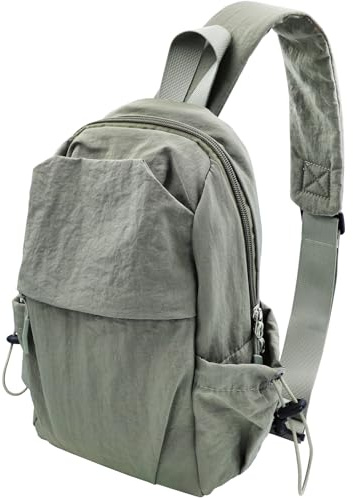 CHEESANHERR Brusttasche Klein, Schultertasche Leichte, Sling Crossbody Bag, Schulterrucksack Umhängetasche für Herren Damen Chest Daypack Rucksack für Reisen Wandern Outdoor-Sportarten (Grün)