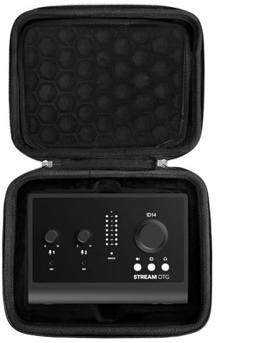 Musiin Audio Interface Carrying Case, Compatible with Audient iD14/iD4 MK2 / Stream OTG, Soft Lining with Groove Fit, Mesh Pocket for Cables and Accessories, Ideal for Studio Recording and Travel Use