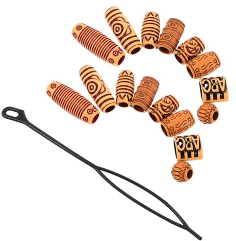 FOMIYES 40stücke Haarperlen aus Holz für Zöpfe Große Flechtperlen aus Kunststoff Haarschmuck für Frauen und Männer Dreadlock-accessoires für Unordentliche Zöpfe