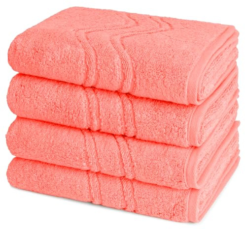 Ross - 4 teiliges Frottier-Set - Cashmere Feeling (4 X Handtuch im Set) - 520 g/m2 - Baumwolle - Walkfrottee - saugstark - weich und flauschig - Flamingo