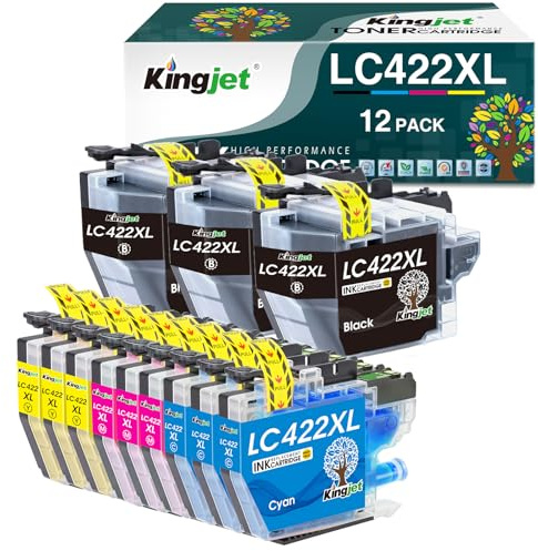 KINGJET LC422XL LC422 XL Cartucce compatibili con Brother LC422 LC422XL LC-422XLVAL Cartucce per stampante per Brother mfc-j5340dw, MFC-J5740DW MFC-J6940DW MFC-J5345DW MFC-J6540DW (confezione da 12)