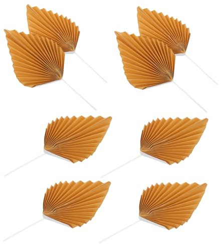 DECORNIJIA 20pcs Palm Fan Party Supplies Handmade Paper Folding Fans Palm Leaf Cupcake Decorations Cupcake Toppers Party Decorations Foldable Golden
