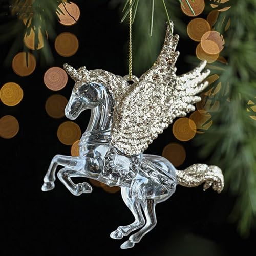 Dingfeiyu Weihnachtsbaumschmuck Acryl, Weihnachtsbaum Anhänger Christbaumschmuck Deko, Baumschmuck Weihnachten für Weihnachten Party Hochzeit Dekoration (Fliegendes Einhorn)