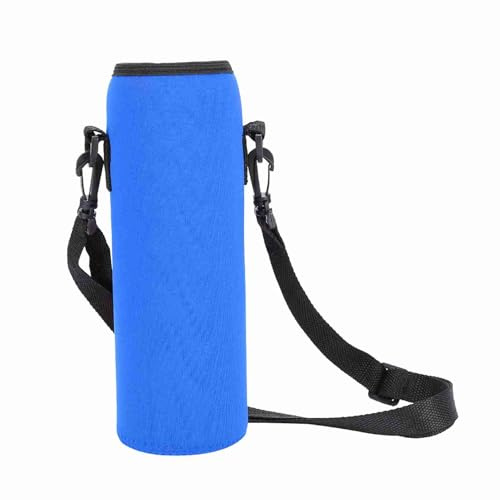 BOROCO Wasserflaschenhalter, Thermo-Neopren-Hülle, verbrühsichere Schutzhülle mit verstellbarem Riemen, für Outdoor-Sportarten, Wandern, Camping, Reisen, Fitnessstudio, Arbeit, Sch (Blau)