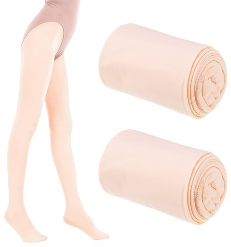ViEinkaufen 2 Pairs Ballet Tights Girls Kids Pink Footed Dance Training Tights Convertible Ballet Legging Stocking For Kids Student Practice 8-14Old (L Size)