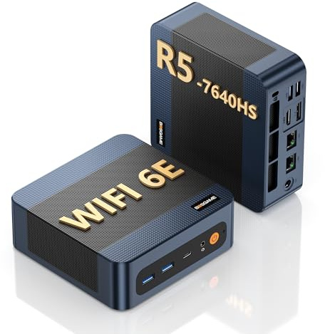 BOSGAME P3 Mix Mini PC Gaming AMD Ryzen 5 7640HS hasta 5,0GHz, 16GB DDR5 512GB SSD Mini Ordenador | Triple Pantalla 4K HDMI DP USB4, Dual LAN 2.5G, WiFi 6E, Bluetooth 5.2 para Gaming y Oficina