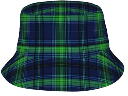 Sombrero De Lluvia Tartán Azul Verde Oscuro Unisex Sombrero para El Sol Moda Gorros De Verano para Exteriores Hombre Camping
