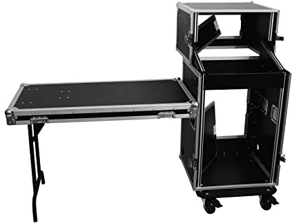 ROADINGER Spezial-Stage-Case Profi mit Rollen | Bühnen-Flightcase mit integriertem Tisch