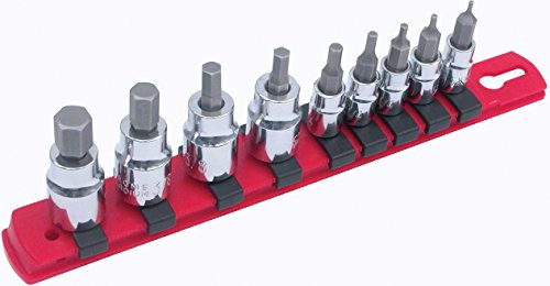 Wiha 71996 Socket Set, 3/8-Inch and 1/4-Inch Drive Sockets, Hex Metric, 9 Piece by Wiha