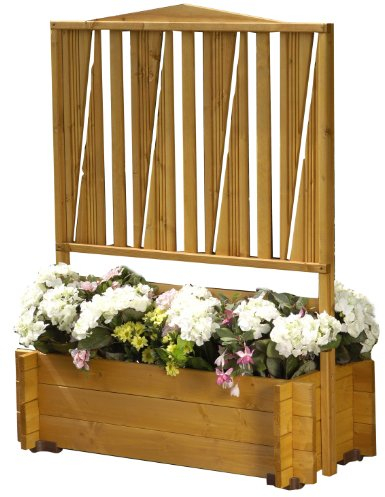 GASPO Blumenkasten mit Rankgitter Melk, Honig-Farben, aus massivem Holz, L 100 x B 46 x H 127, Pflanzkübel für Balkon und Garten