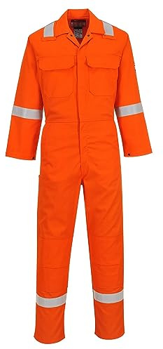 Portwest BIZ5 Herren Flammenresistenter Reflektierender Overall Bizweld Iona FR Orange, XXL