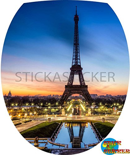 Sticker Autocollant Abattant WC Paris Tour Eiffel la Nuit 35x42cm réf SAW0369