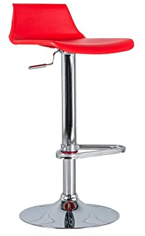 STONES HOME FURNITURE, Sgabello in Polipropilene con Struttura in Metallo, Sgabello Bar e Cucina Regolabile con Alzata a Gas,Modello Fred, Colore Rosso e Grigio Cromato, 39 x 41 x 72/94 cm