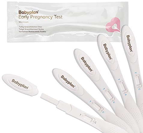 5 x Schwangerschaftstest Frühtest Babyplan (HCG), Hygienischer Schwangerschaftstest 10 mIU ml (hochempfindlich) für Babyplanung (99,6% Genauigkeit) Sehr langer, breiter und leicht verwendbarer