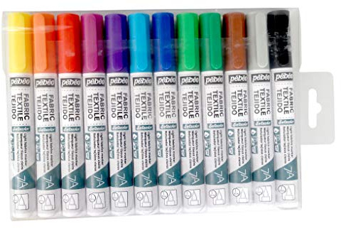 Pebeo 7A Light Set of 12 Fabric Markers, Sets