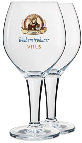 Weihenstephaner Vitus Weizenbock Authentic German Beer Glass Chalice 0.5L - Set of 2