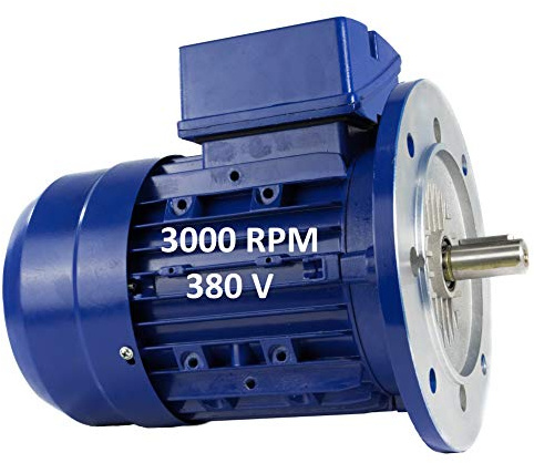 Elektromotor, dreiphasig, 0,75 kW / 1 PS, 220/380 V, 3000 U/min, B5 (Bride 200 mm), Größe 80, Achse 19 mm