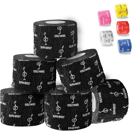 WARM BODY COLD MIND Weightlifting Thumb Tape – Hook Grip Tape för Powerlifting, Cross Training, Gym, Träning, Viktlyftning, Atletisk Fingertape (6 Rullar Svart)
