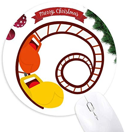 Roller Coaster Vergnügungspark Illustration Runde Gummi Maus Pad Weihnachtsbaum Mat